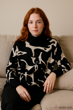 Chico's Monochrome Abstract Turtleneck Sweater